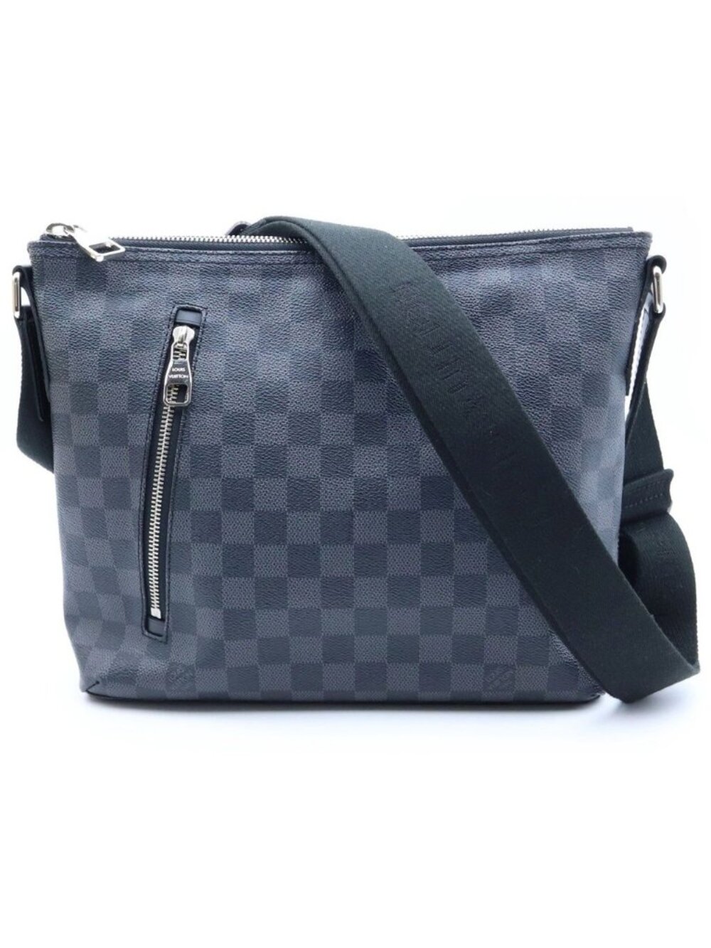 Louis Vuitton Damier Graphite Mick PM Shoulder Bag Black Leather Silver